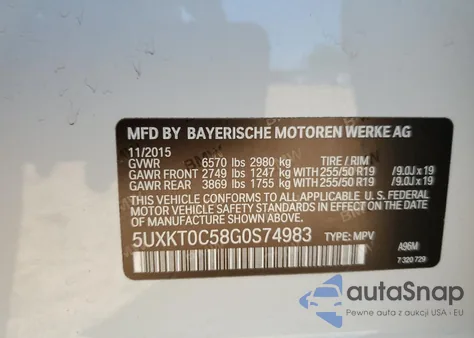 2016 BMW X5 Xdr40E z USA, uszkodzony, nr VIN 5UXKT0C58G0S74983